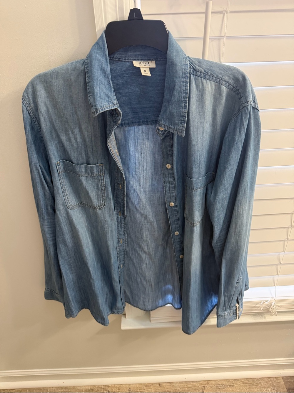 a.n.a Light Blue Denim Button-Down Shirt